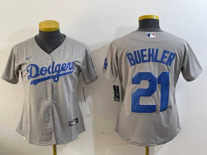 Women's Los Angeles Dodgers #21 Walker Buehler Grey Stitched Cool Base Nike Jersey,We sell and wholesale Women's Los Angeles Dodgers #21 Walker Buehler Grey Stitched Cool Base Nike Jersey on line form chian!